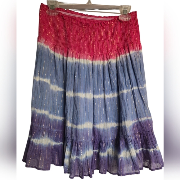 Planet Gold Dresses & Skirts - Planet Gold Red, Blue and Purple Tie-Dye Skirt Women's Large